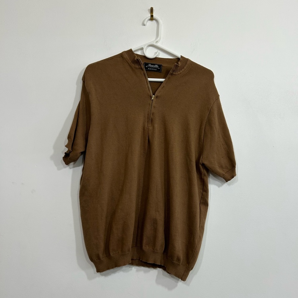 Marcello Brand Chocolate Brown Half Zip Sweater